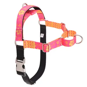 Floral Print No-Pull Dog Harness - Adjustable Breathable Mesh Pet Vest with Durable Metal D-Ring for Small Medium Large Dogs Outdoor Walking