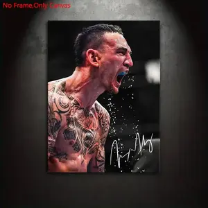 1 piece/set of frameless canvas painting print poster, classic realistic art, featherweight champion Max Holloway, perfect gift for mixed martial arts fans, ideal gift for bedroom, living room, kitchen, dormitory hallway, mural, wall decoration,room decor