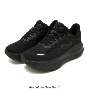 Unisex Solid All Black Breathable Mesh Running Shoes Ultra Thick Shock Absorb Foam Platform Sole Lightweight Non Slip Long Distance Athletic Walking Trainers For Men Women Daily Workout