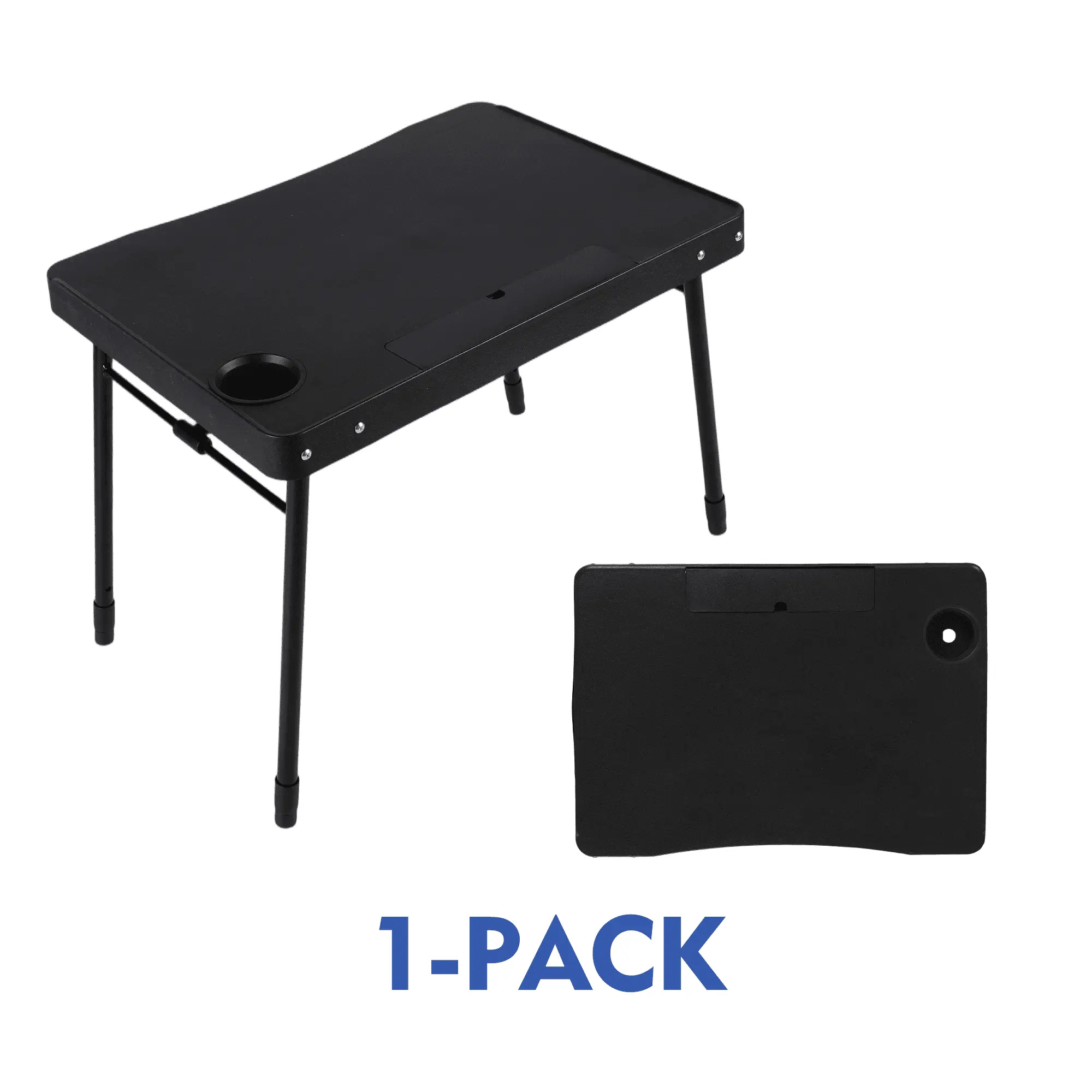 Mainstays 26" Adjustable Height Personal Folding Table with Cupholder and Tablet Holder, Black