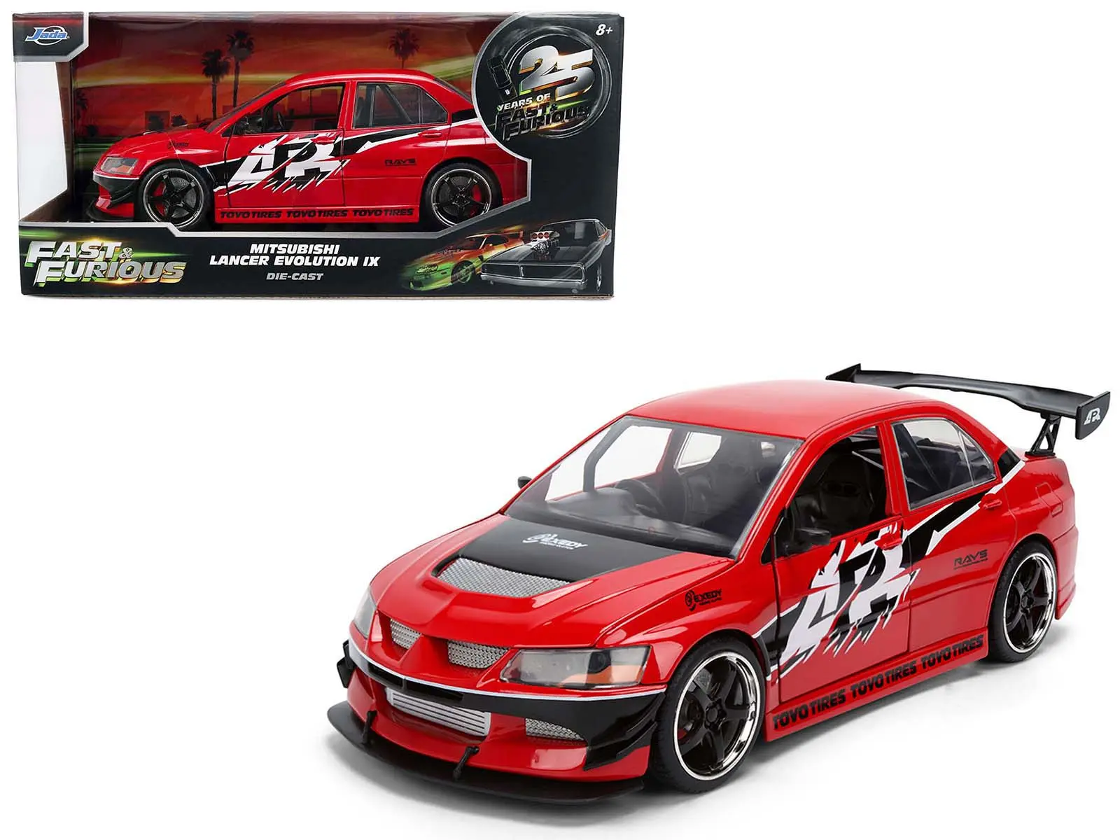 Sean's Mitsubishi Lancer Evolution IX RHD Red w/Graphics "The Fast and the Furious: Tokyo Drift" 1/24 Diecast Model Car by Jada
