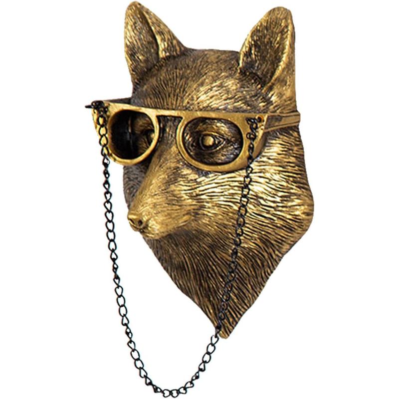 Animal Heads Wall Decor, Faux Deer Head Mount, Animal Sculptures Wall Decor, Resin Animal Head Wall Hanging Decoration for Living Room Bedroom Kitchen Gift,Fox Ornaments Hangable