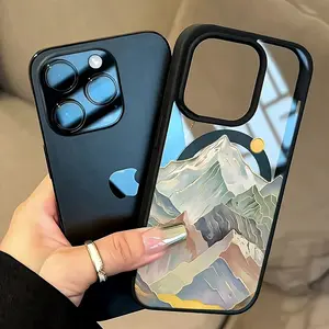 Colorful Mountains Pattern Magnetic Phone Case for IPhone 16 15 14 Pro Max 13 12 11 XR XS Plus Anti-Yellowing Shockproof Lightweight Transparent Acrylic Soft Cover Supports Wireless Charging.