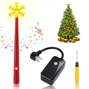 Wireless Remote Control Outlet Magic Wand Christmas Light with Music Light Switch for Christmas Tree Snowflake Ornaments Red Decor Ideal for Holiday Celebrations Led Lantern Decoration Magical