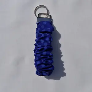 Royal Blue Polka Dot Scrunchie Wristlet, Pocket-Sized Keychain for Fashion Accessory Enthusiasts, Pocket-Sized Keychains