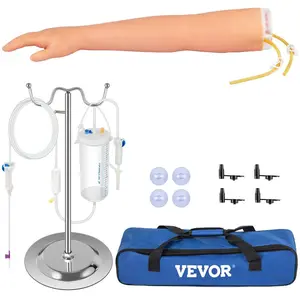 VEVOR 12 PCS Phlebotomy Practice Kit, IV Venipuncture Intravenous Training, High Simulation IV Practice Arm Kit with Carrying Bag, Practice and Perfect IV Skills, for Students Nurses and ProfessionalsHoliday gifts
