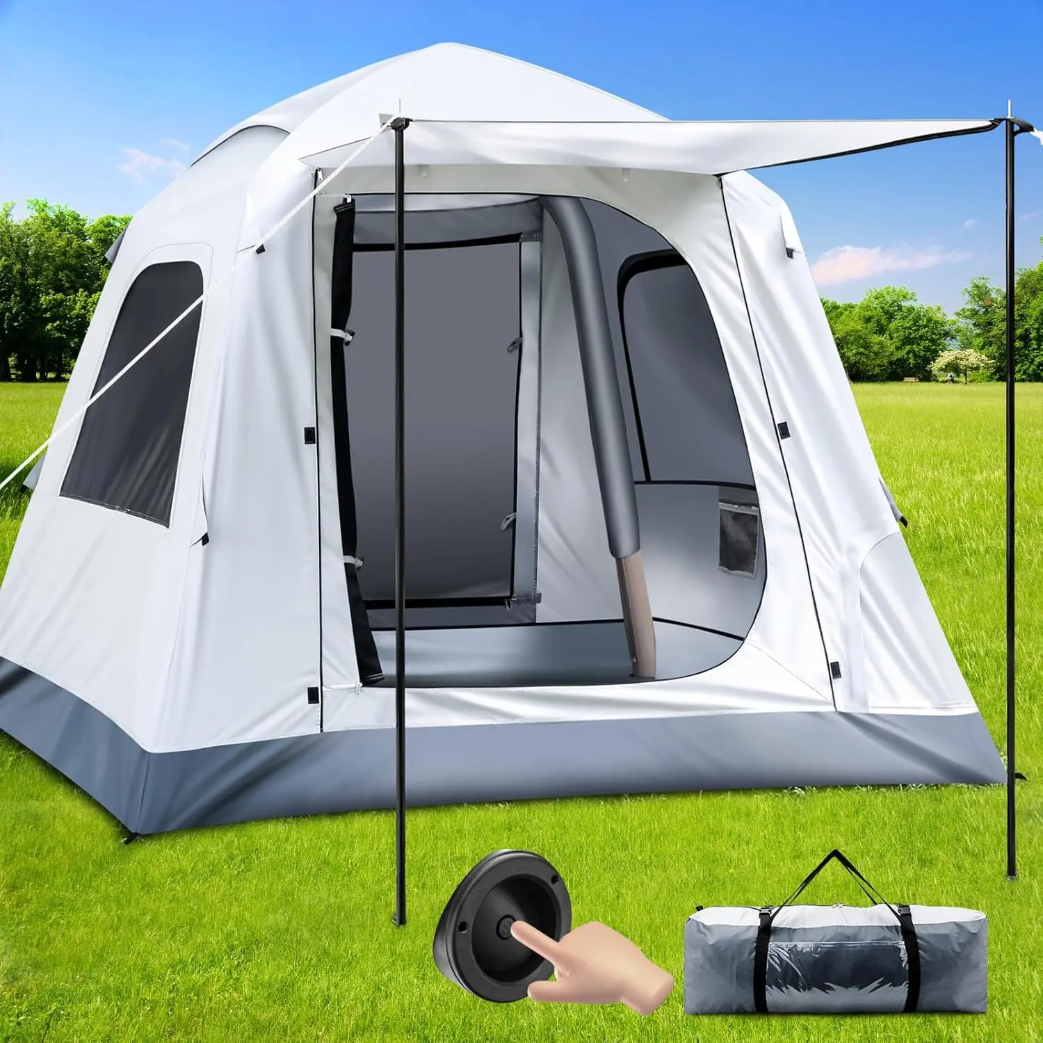 Automatic Camping Tent Without Construction, Protective Equipment, Thickened Rainproof Tent - Automatic Quick Open, Windproof, Easy Setup for Outdoor, Beach, Hiking, Traveling outdoorfun Waterproof Tent Canopy,Summervibes