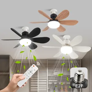 E27 Ceiling Fan Light with Remote Control, 3 Speed Adjustable Ceiling Fan Light, LED Light Bulb for Kitchen, Bedroom, Small Room, Closet