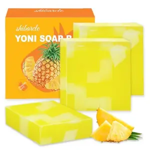3 PCS Yoni Soap Bar, Organic Yoni Bar Soap Yoni Wash Feminine Wash for Women Ph Balance, Natural Deodorant Vaginal Body Bath Soap Body Wash Pineapple Handmade feminine soap