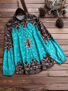 Spring Autumn Boho Style Woven Fabric Long Sleeve Fitted Cardigan Top, Casual Fashionable Women's Clothing for Fall & Winter Seasons