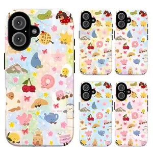 Cute Jelly Cat Phone Case – Kawaii Food Friends Phone Cover For iPhone 17 16 15 14 13 12 Mini 11 Pro Max X 8 7 Plus SE & SS Galaxy, Bakery Aesthetic – Croissant, Donut & Teddy Bear, Adorable Gift for Her Women Girls Bestie BFF