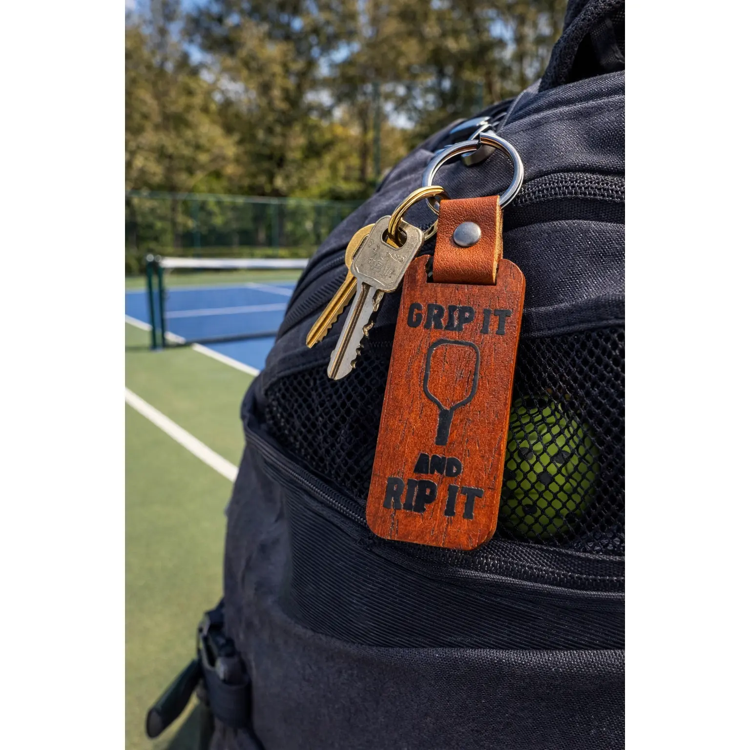 Grip It and Rip It Wood Pickleball Keychain – Wooden Pickleball Gift for Players, Pickleball Bag & Key Accessory