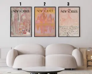 New Yorker Magazine Cover Print Trendy Retro Wall Art, Pink New Yorker Cover Posters