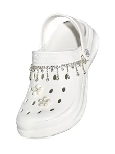 Women's Floral Decorative Glitter Clog, Lightweight Garden & Beach Shoes, Thick Eva Sole, Non-Slip, All-Season Indoor/outdoor Footwear