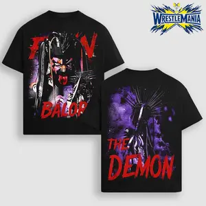 [WWE] Finn Balor The Demon Wrestling Graphic T-Shirt, WWE Demon King Inspired Streetwear Tee, Dark Horror Aesthetic Shirt, Vintage Style Black Top, Oversized Cotton Unisex Casual Outfit, Modern Era Fan Apparel Gift