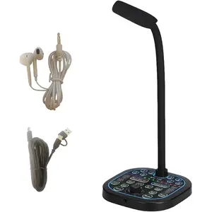 Broadcast Live Stream Sound Card USB Computer Game Microphone Real-Time Voice Changing Portable MK100 Voice Changer for Phone