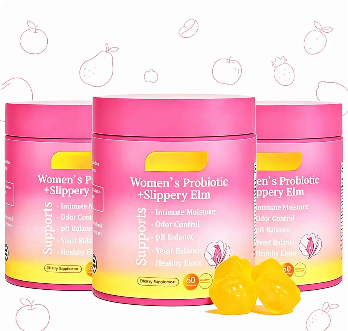 Her Juicy Feminine Probiotics Gummies – Sensitive Skin All-in-One Soothing Solution with Slippery Elm, Prebiotics & Lactobacillus Complex for Delicate Intimate pH & Dryness Support, Hawaiian Pineapple Gummies 60 Counts