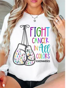 Fight Cancer In All Colors T-Shirt, Boxing Cancer Awareness Shirt, Cancer Support Tee, Cancer Survivor Tee, Cancer Warrior Shirt, Ribbon Cancer T-Shirt.