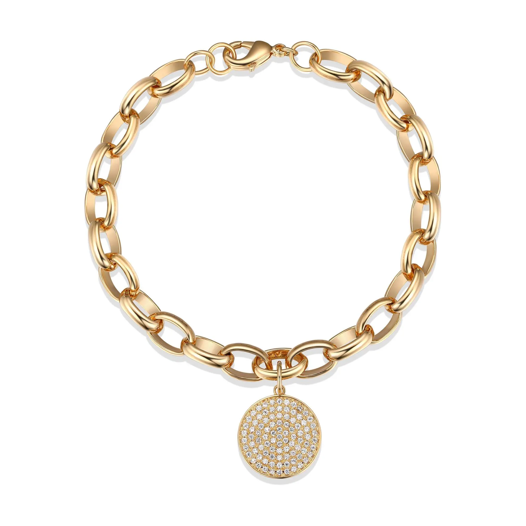 Diamonique Oval Link Charm Bracelet