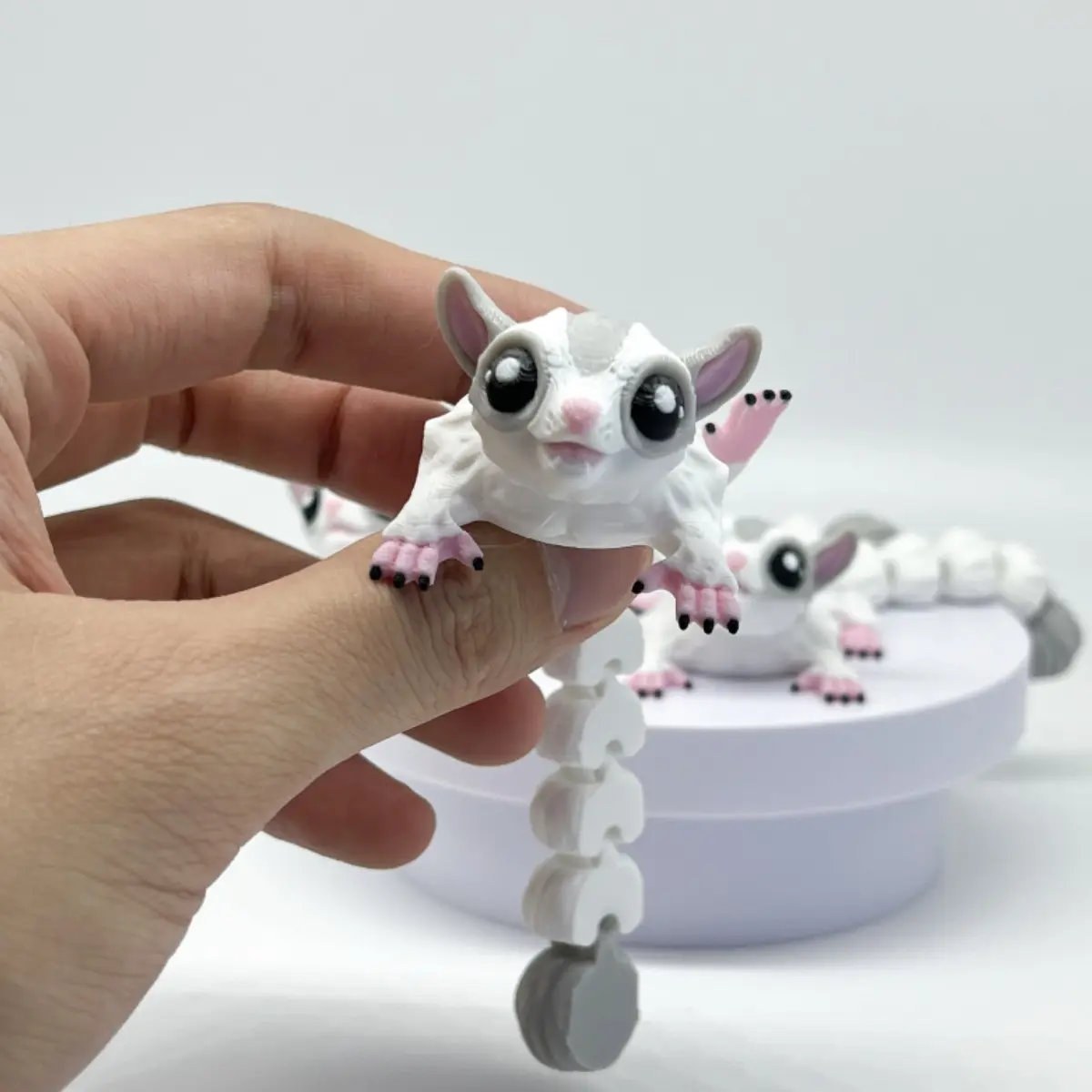 Articulated 3D Printed Sugar Glider Figurine, Poseable Limbs & Tail, Cute Pocket Pet Decor, Decorative Figurines, Animal Collectibles, Unique Gift for Animal Lovers & Collectors, Articulating Animal Figurines
