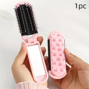 Foldable Comb Hair Clip Set, Cute Print Portable Folding Comb, Butterfly Heart Design, Women's Pocket Comb Travel Comb, Flower Shape Hair Clips, Grooming Comb