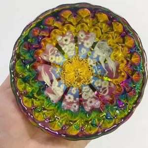 Iridescent Bird & Blossom Mandala Handcrafted Ceramic Teacup – Artisanal Jianzhan