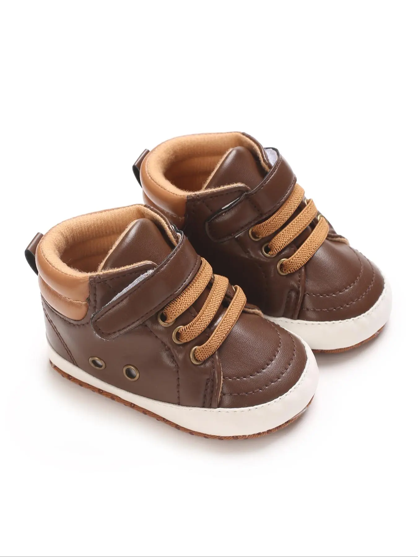 Baby's  Solid Color High Top Sneakers, Casual Comfortable Breathable Sports Shoes for Daily Wear, Newborn Infant Flat Walking Shoes, Kids Shoes, Casual Prewalker Shoes, Toddler Shoes Infant