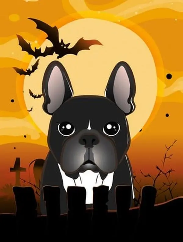 Halloween French Bulldog Flag Garden Size