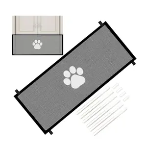 Retractable Portable Dog Barrier, No-Drill Indoor Pet Safety Fence, Versatile Foldable Enclosed Isolation Net, Ideal for Stairs & Doorways, Home, Paws