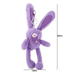 Pulling Rabbit Plush Doll Key Chain Soft Stuffed Toys Plush Bunny Rabbit With Pulling Ears Car Keychains Schoolbag Pendant