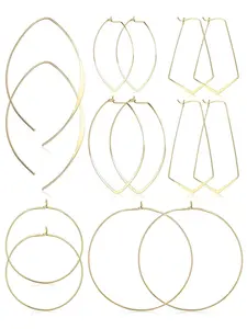 7 Pairs Minimalist Golden Silvery Mixed Open Hoop Earrings Set for Women Men Trendy Multiple Shapes Lightweight Dangle Hoop Design Hypoallergenic Stainless Steel Construction Comfortable Durable Jewelry Set