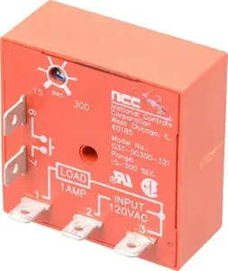 NCC 5 Pin, Time Delay Relay 1 at Resistive or Inductive Load Contact Amp, 120 VAC, On Board Trimpot Q3T-00300-321