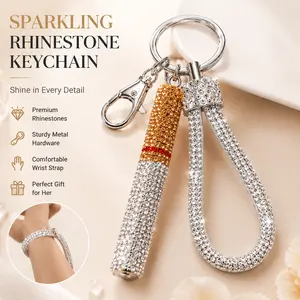 Luxury Rhinestone Wrist Keychain Bracelet for Women – Sparkling Crystal Key Ring Strap, Car Key Holder, Bag Charm, Fashion Accessory Gift