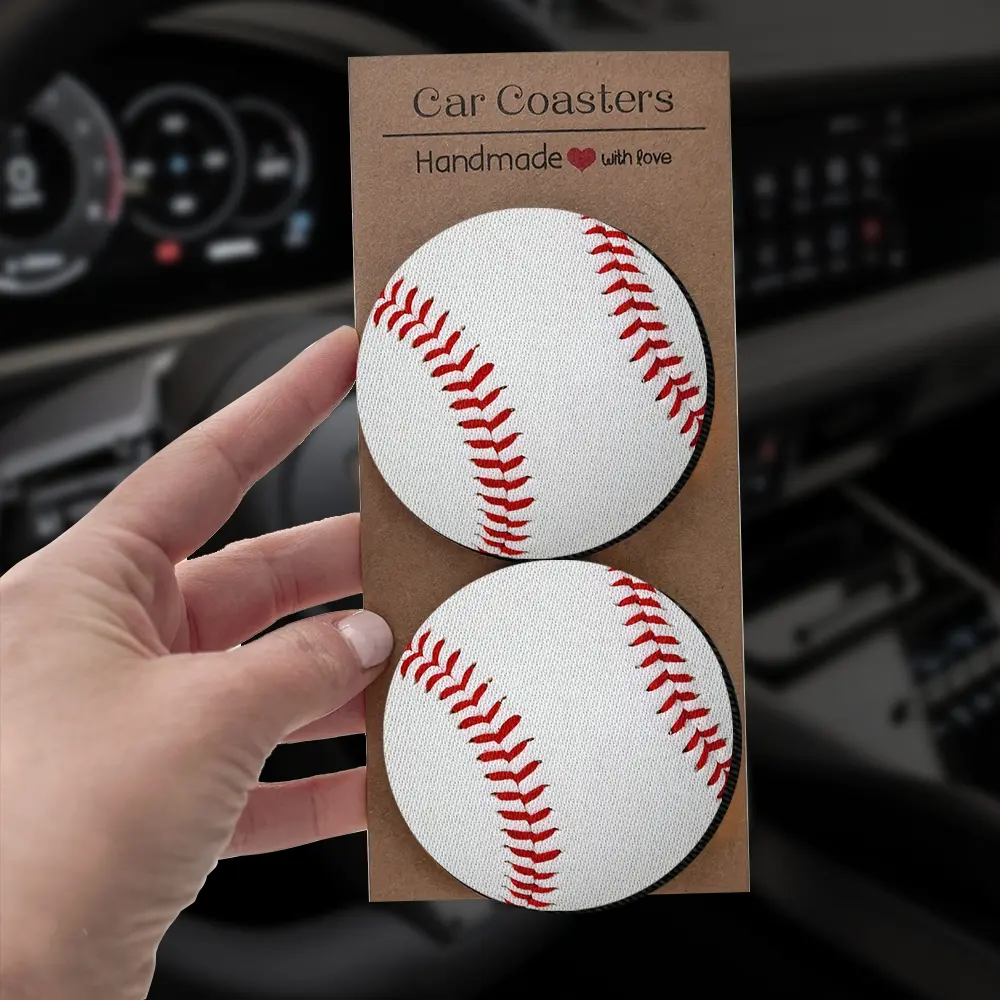 Tennis Pattern Car Coasters Set, Car Accessories, Car Decor Gift, Perfect Gift for Tennis Lovers, Birthday Present, Summer Gift Idea, Car Interior Accessory