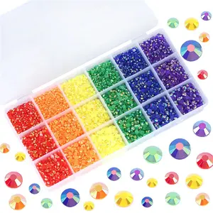 Jewelia Rainbow Resin Rhinestone Kit - Mixed Sizes for Crafts & DIY