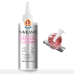 SAVILAND Airbrush Cleaner 8.12 oz: Low-odor Natural Solution Cleaning Quickly Removes Water-based Acrylics Watercolors Gel Nail Polish