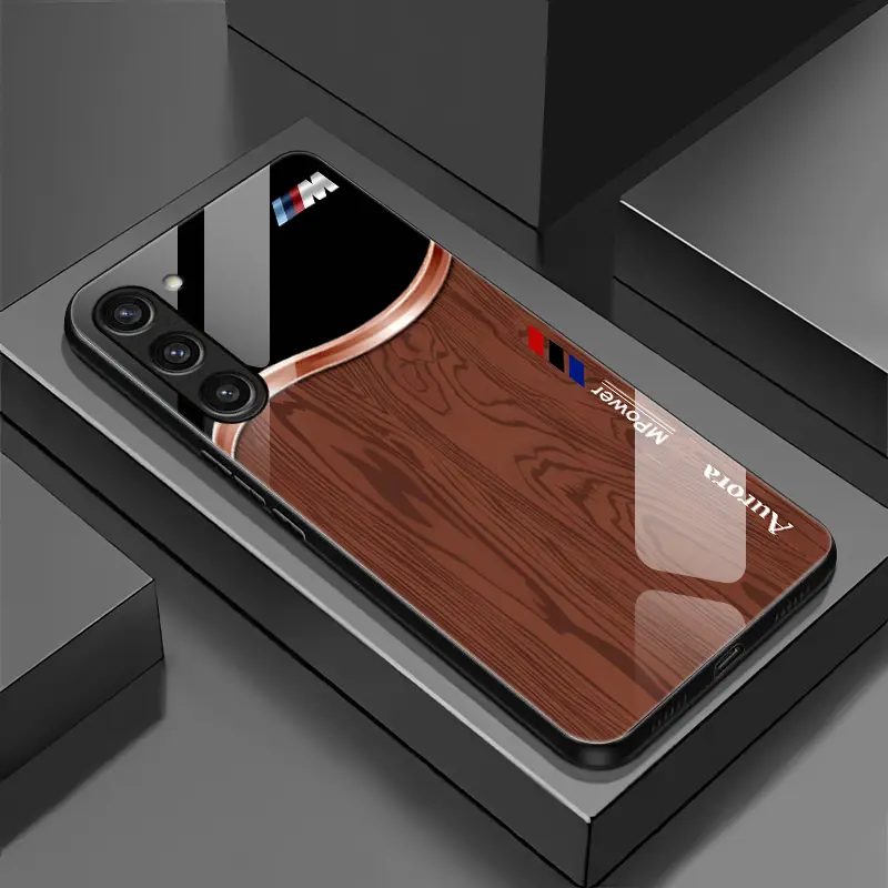 Suitable for [Galaxy S23 5g] wood grain mobile phone case, high-value glass shell, personalized business style mobile phone case, simple new mobile phone case-888
