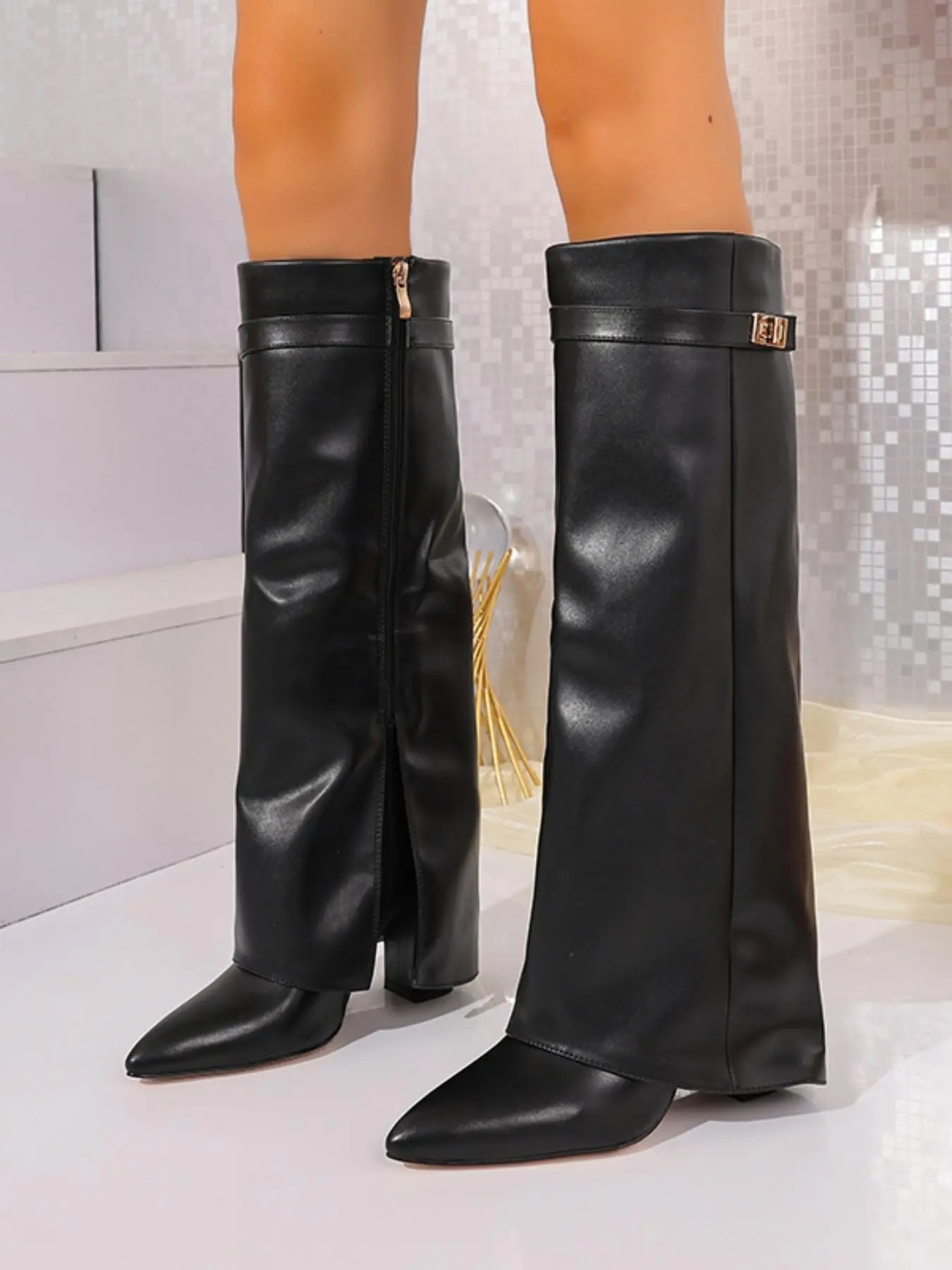 2026 Long Tube Knight Boots for Women, High Anklet Western Cowboy Boots, Slimming Leggings Boots, Trendy Stack Boots, Cowgirl Cowboy Boots, Western Style Boot, Rubber