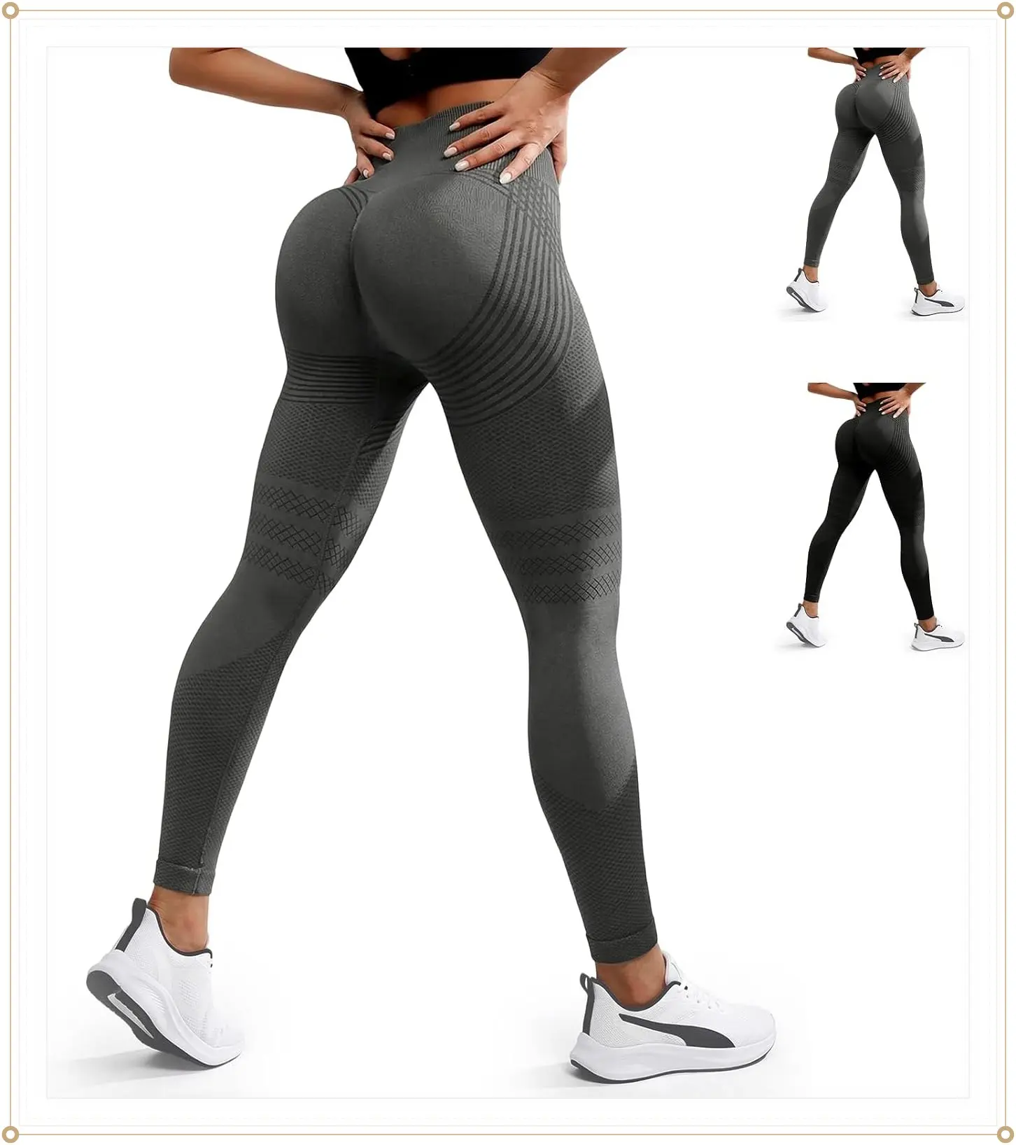 Anti Cellulite Compression 3D Leggings Women Butt Lifting Tummy Control with Resistance Bands Gym Yoga Pants High WaistGift