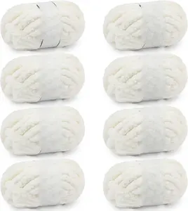 Cozyful Chunky Yarn for Hand Knitting - #10 Extreme Jumbo Yarn, Jumbo Big Thick Chenille Yarns for Crocheting, Super Bulky Cream Yarns, 8 Skein (25 yds 8 oz Each Skein)