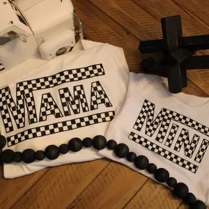 Mama and Mini Checkered Set - Black and White Checker Pattern for Mama and Mini Apparel