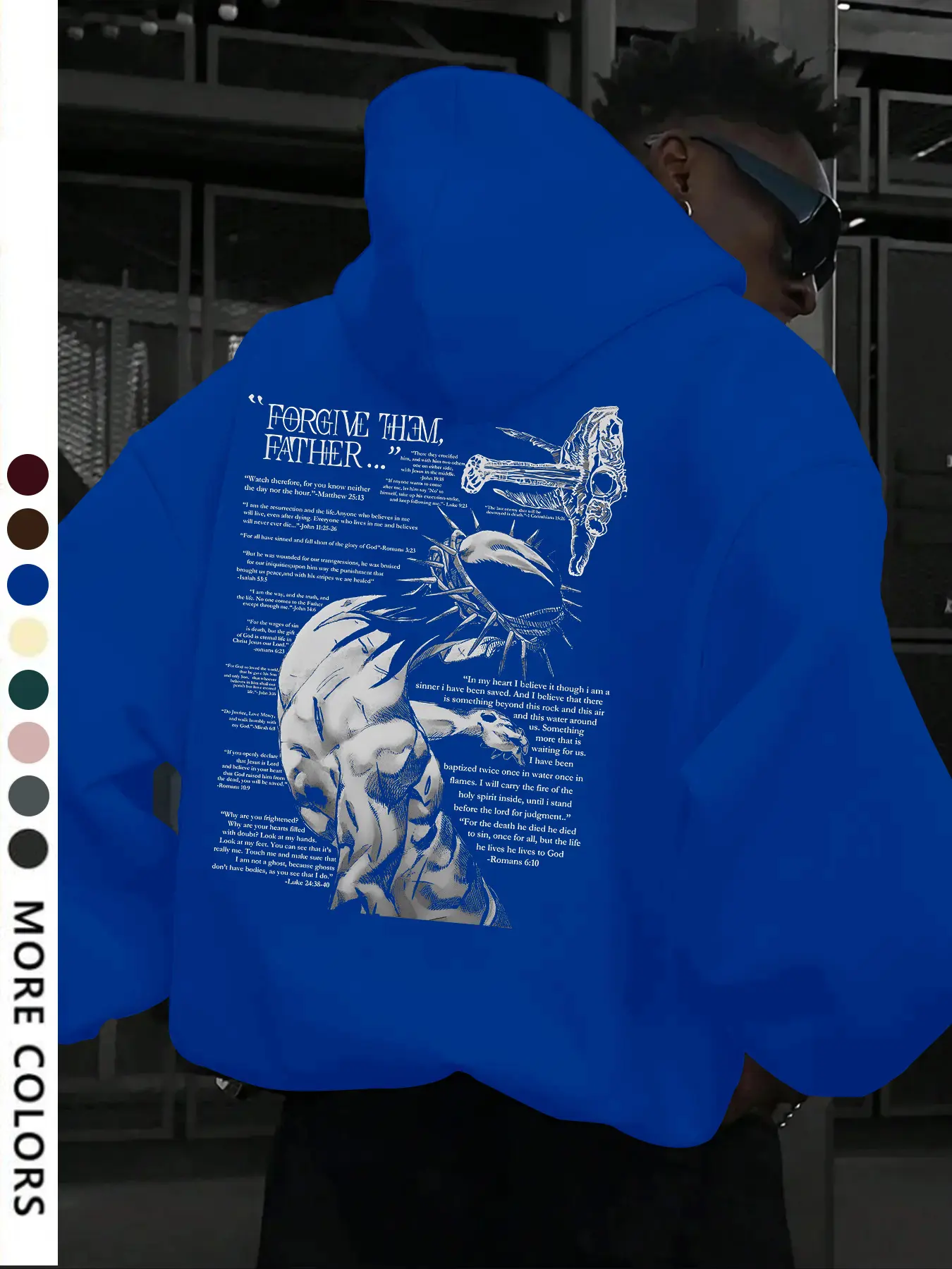 New Men's Jesus Graphic Print Hoodie Sweatshirt, Loose-Fit Casual