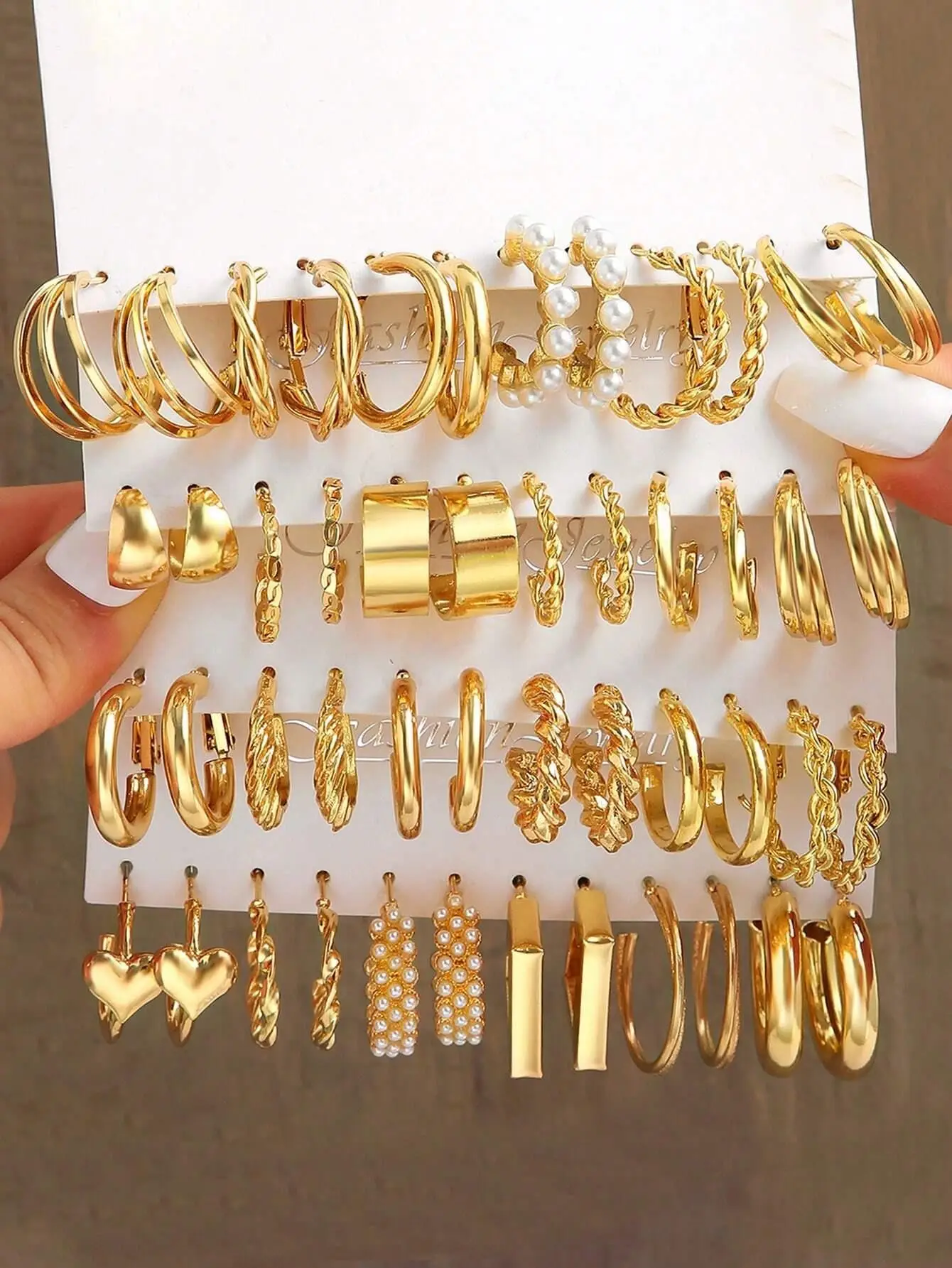 Faux Pearls & Twist Decorated Bundle Earrings, Summer Jewelry Set, Geometric Design Hoop Earrings for Girlfriend Gifts, 2024 New Style Fashion Jewelry