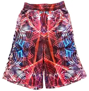 Papa Bear Arts Trippy Waves Shorts Bold Psychedelic Art Design 4 Pockets Adjustable Drawstring Lightweight Breathable Fabric Unisex Fit for Festivals Raves