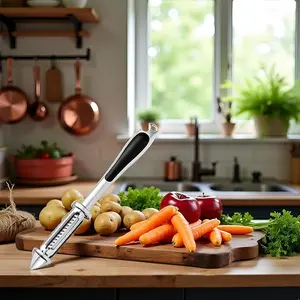 Silver Potato, Vegetable, Apple Peelers for kitchen, Fruit, Carrot, Veggie, Potatoes Peeler, I-Shaped Stainless Steel Peelers, with Ergonomic Non-Slip Handle & Sharp Blade, Good