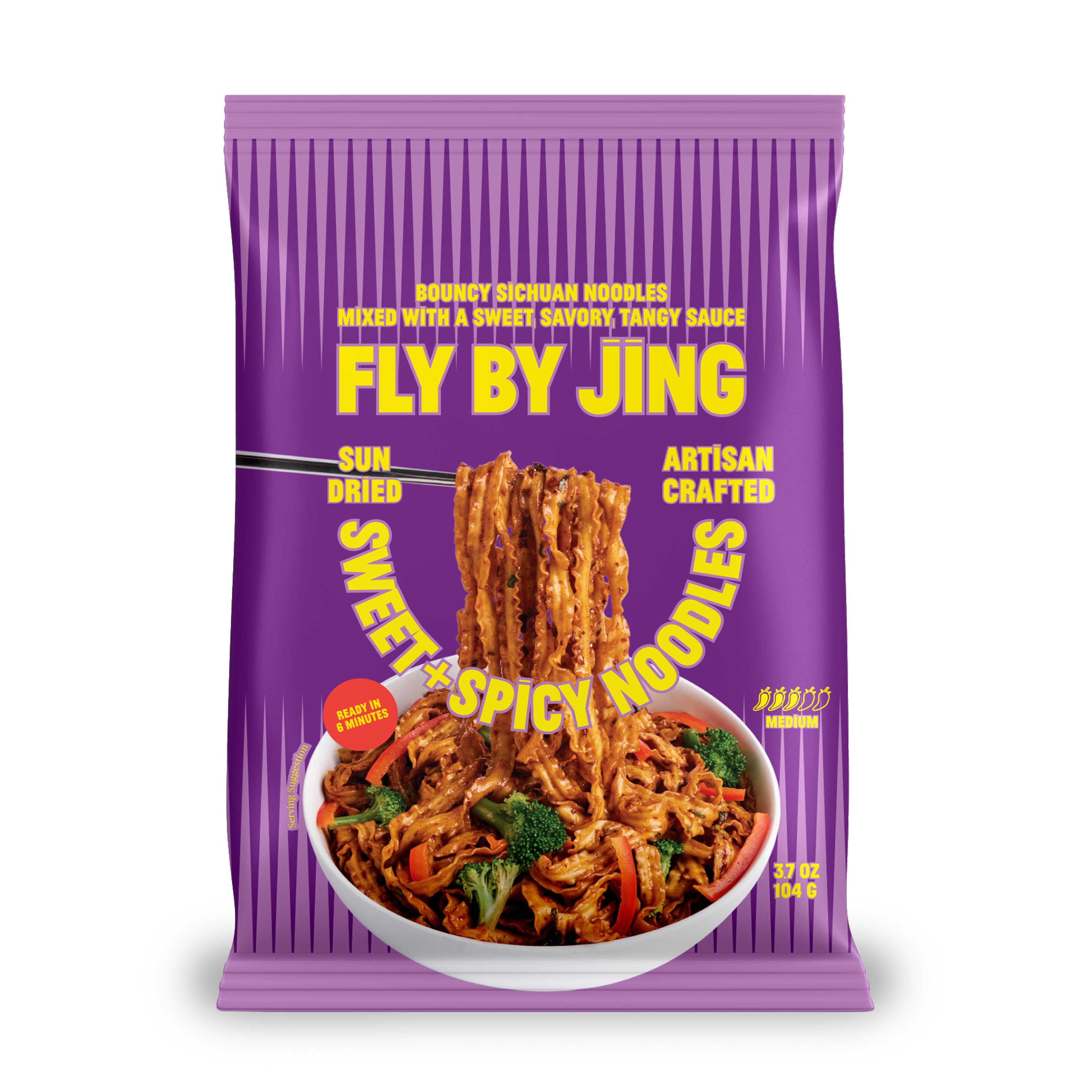 Fly By Jing Sweet + Spicy Instant Noodles 6 Pack – Medium Spicy, Tangy & Sweet, High Protein, Vegan & Non-GMO