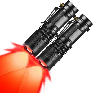 2 Pack Red Light Flashlight Red LDE Red Flashlight Night Vision  for Astronomy, Night Observation and Outdoor Activities(2 PCS)
