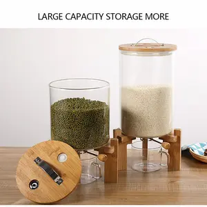 Cereal Storage Dispenser Rice/Grain Dry Food Glass Container 5L/7.5L With Valve Kitchen Utensils