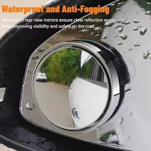 2Pcs 360° Rotatable Blind Spot Mirror for Car,Waterproof HD Glass Convex Wide Angle Rear View Mirror,Enhance Driving Safety and Visibility,Reduce Blind Spot Risks
