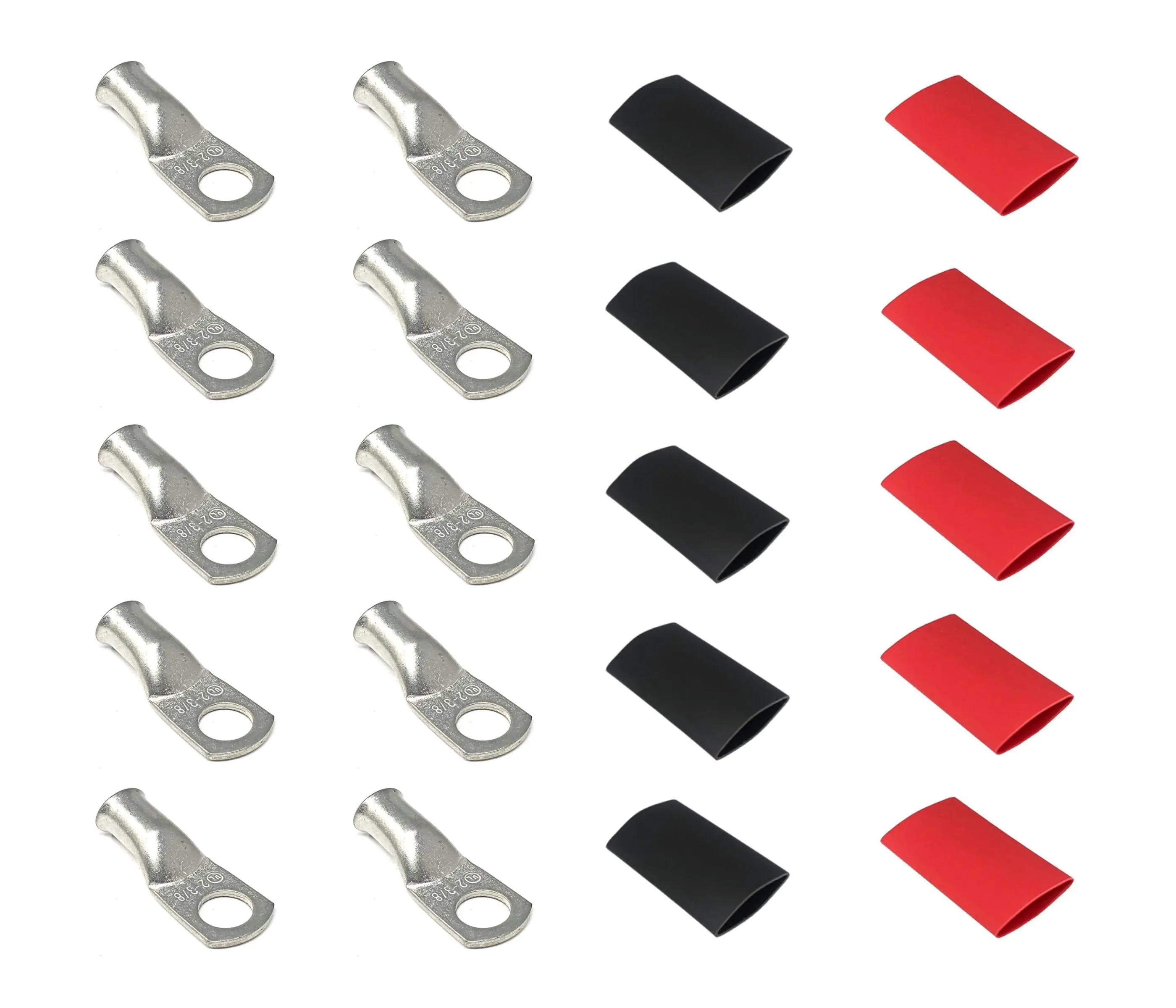 2 Gauge Cable Lugs with Heat Shrink Tubing Kit Solar Battery System Marine Wiring Durable Reliable Connectors Terminal Plug Kit Battery Terminals